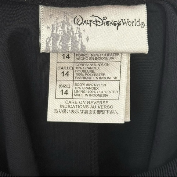 Vtg 90s Walt Disney Mickey Embroidered One Piece Swimsuit Size 14 Black - Picture 6 of 8